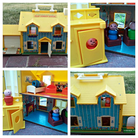 Vintage Fisher Price Play Family House 1969 Furnished with