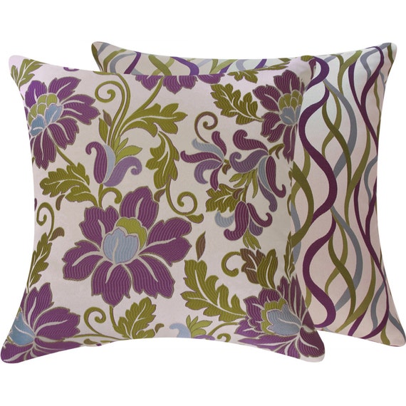 Green and Purple Cushion Cover 20x20 Reversible Jacquard