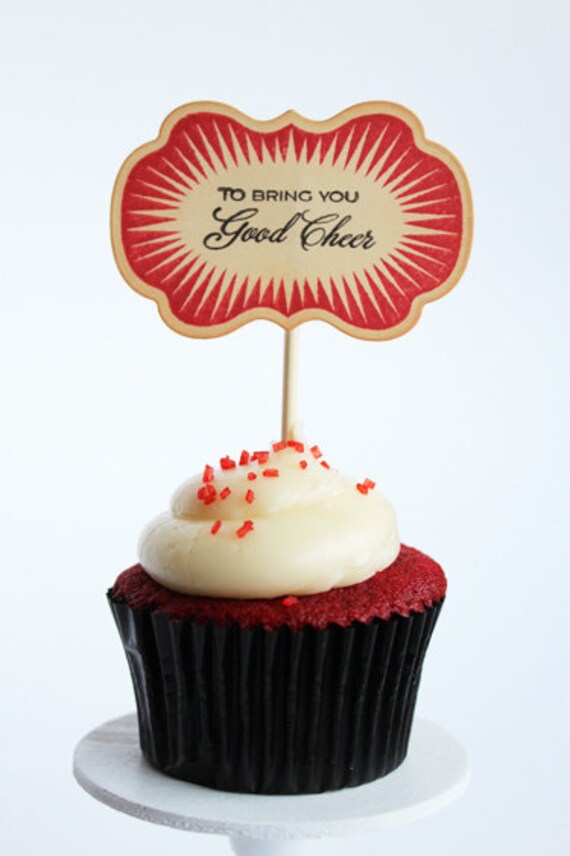 Christmas cheer cupcake toppers - set of 12 Il_570xn