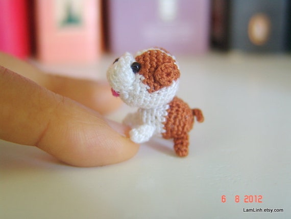 mini crochet puppy Crochet stuffed animal Dollhouse decor