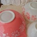 Pink Pyrex Gooseberry Leaves Mixing Bowls Set RESERVED