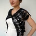 Black Flower Shrug Bolero Hand Crocheted mixed Cotton Woman Shrug NEW