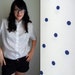 White & Navy Blue Polka Dot Blouse