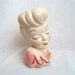 Ceramic Shy Pink Pin Up Lady Planter