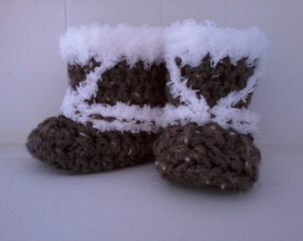 Crochet Pattern - North Coast Baby Booties, Eskimo Winter Woodsy Rustic Baby Booties for 0-12 Months
