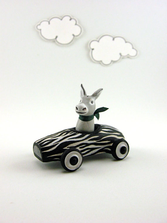 Donkey In A Zebra Car Miniature Toy Car