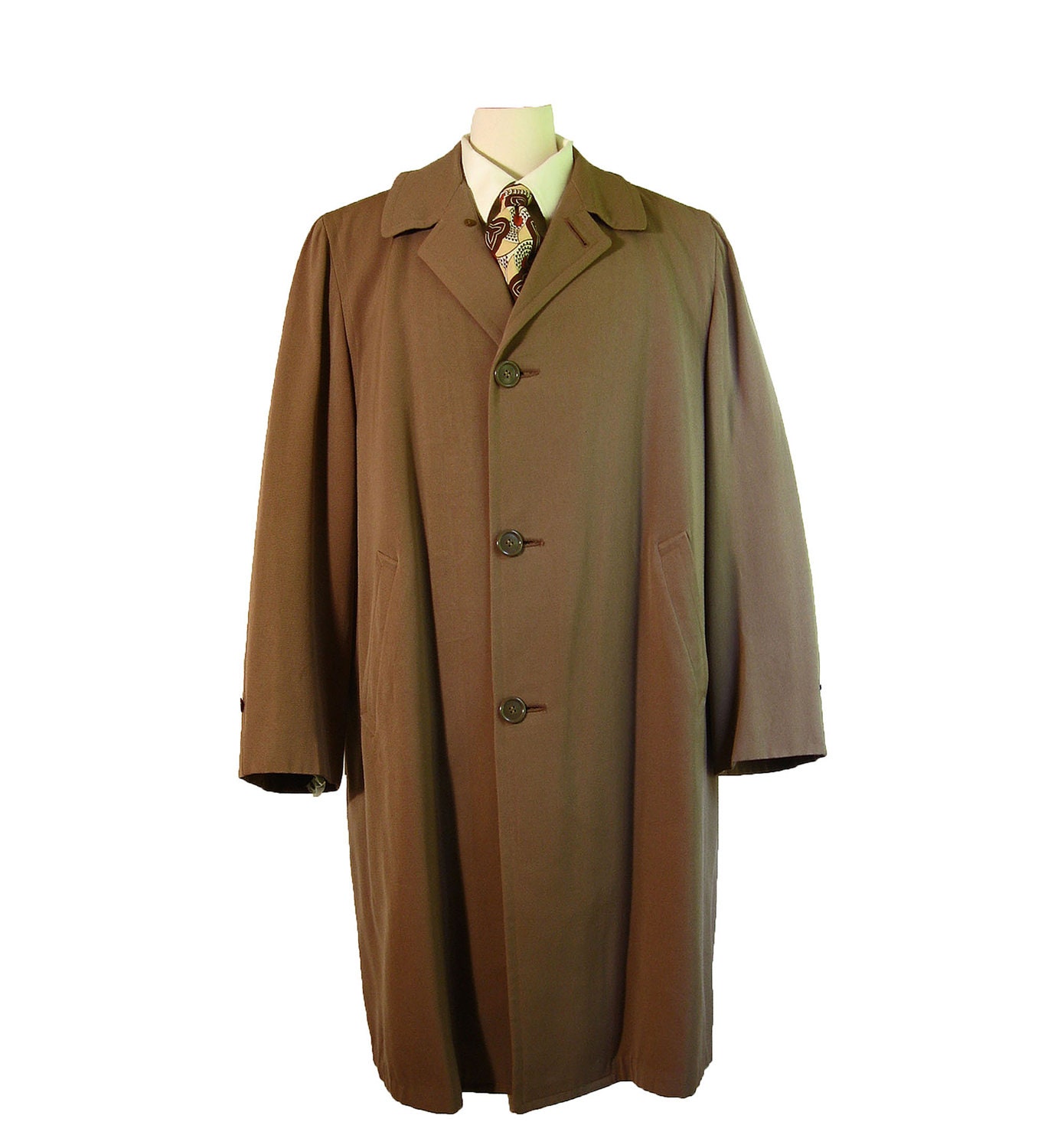 1950s Vintage Mens Top Coat Overcoat by SEASON SKIPPER. Tan