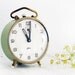 Beautiful working French vintage alarm clock JAPY, made in France, light green, pale green