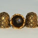 2 Bead Caps, Diamond Pattern Antique Gold Bell or Cone, 12mm