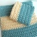 Crochet Dishcloths Washcloths - Set of 2 - For Kitchen or Bathroom - Soft Teal, Soft Yellow - 100% Cotton