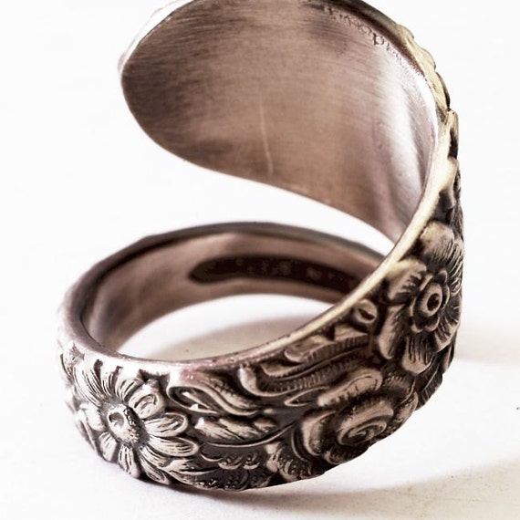 Antique Stieff Floral Sterling Silver Spoon Ring Made in YOUR