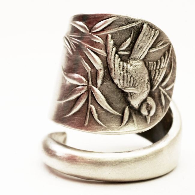 Spoon Ring Adorable Bird Sterling Silver Ring by Spoonier on Etsy