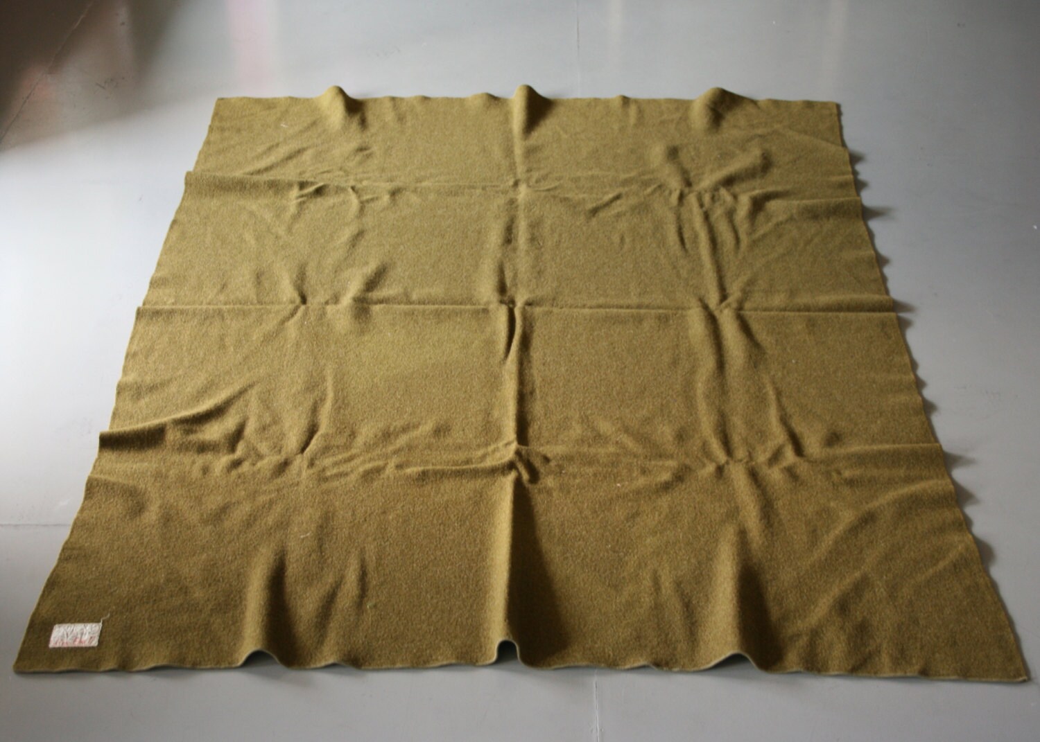 Vintage Army Green Wool Blanket Made By Leaksville Woolen