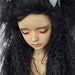 10in" Long Grey Black Mohair Wavy Wig (Size: 24cm) for Volks BJD SD Dolls