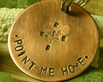 Handstamped Pet ID Tag - Compass-Compass Rose-Dog ID Tag