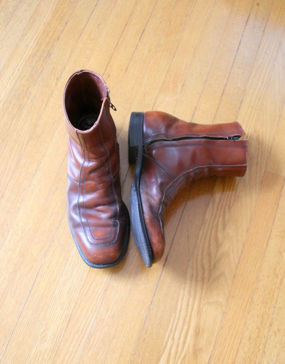 MENS LEATHER BOOTS ....hipster. urban. ankle. zipper. brown leather ...