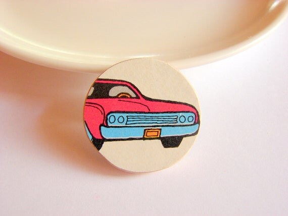 Red Muscle Car Tie Tack or Lapel Pin  Medium Paper by mimiandlucy