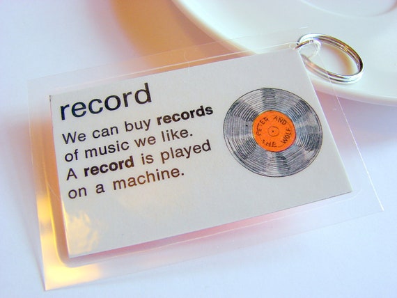 Record Key Chain  We Can Buy Records of Music We by mimiandlucy