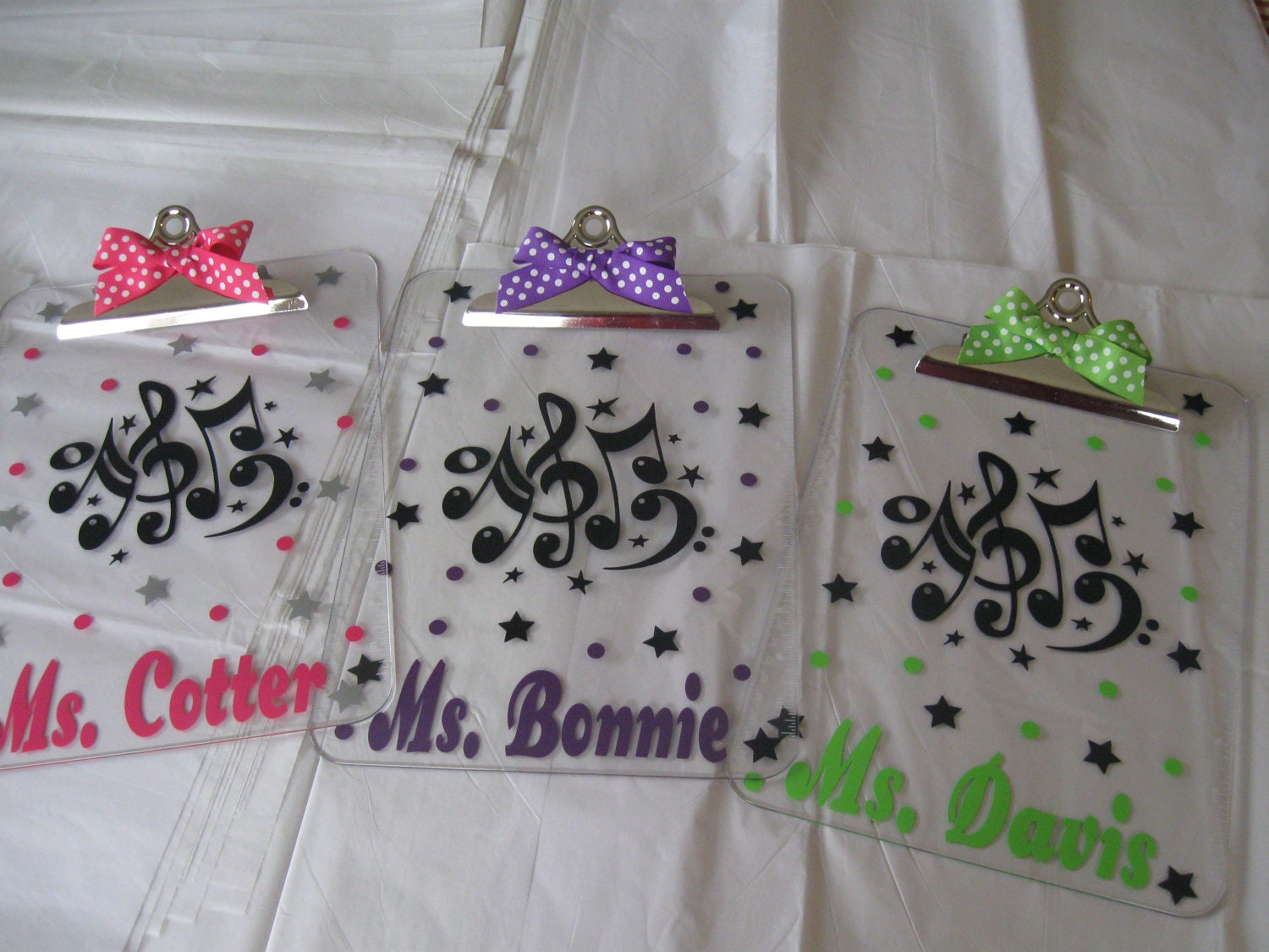 Personalized with name clear acrylic clipboard music teacher