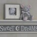 Sweet Dreams - Sign on 30" Linen White Shelf - Gray Wall Sign - Moon and Star Nursery Wall Art