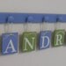 Sailboat Art Nursery Decor includes Baby Name Hanging Wall Letters Sail Boats and 8 Wooden Peg Hanger - Light Blue and Green - ANDREW