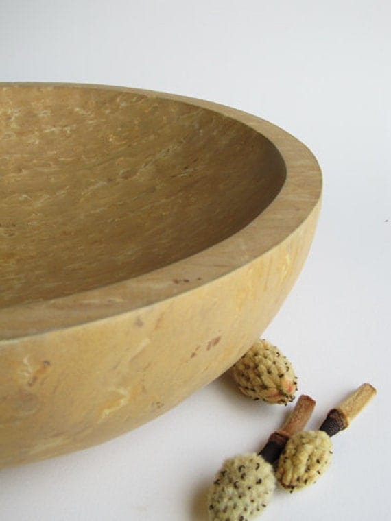 Limestone Centerpiece Bowl Resembling Burled Maplewood