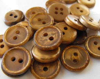 25 Bronze Shiny Round Buttons Size 9/16"