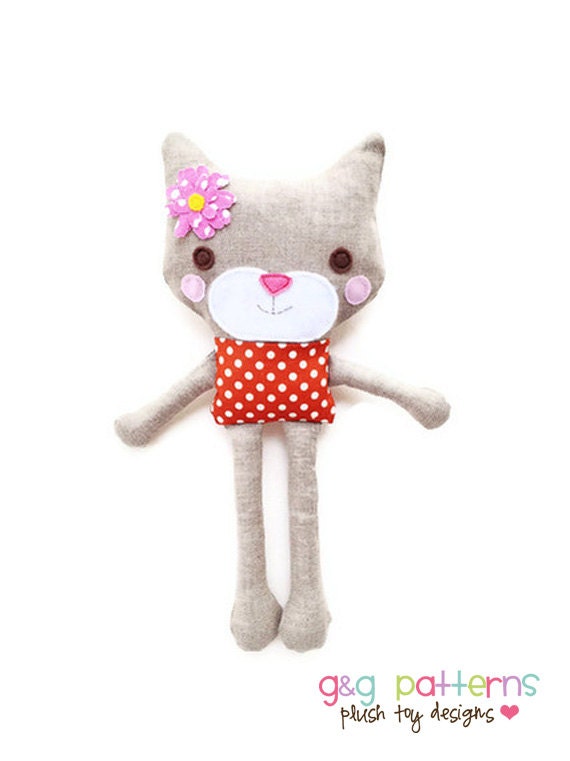 Cat Sewing Pattern Mini Toy Plush Cat Pattern by GandGPatterns