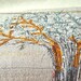 Golden Tree, Art Quilt, Interiors Decoration, Fiberart in Silk