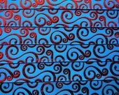 Elegant red foil swirls on island blue 7/8" grosgrain ribbon Il_170x135
