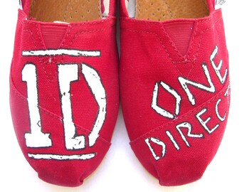 One Direction - Red One Direction Custom TOMS