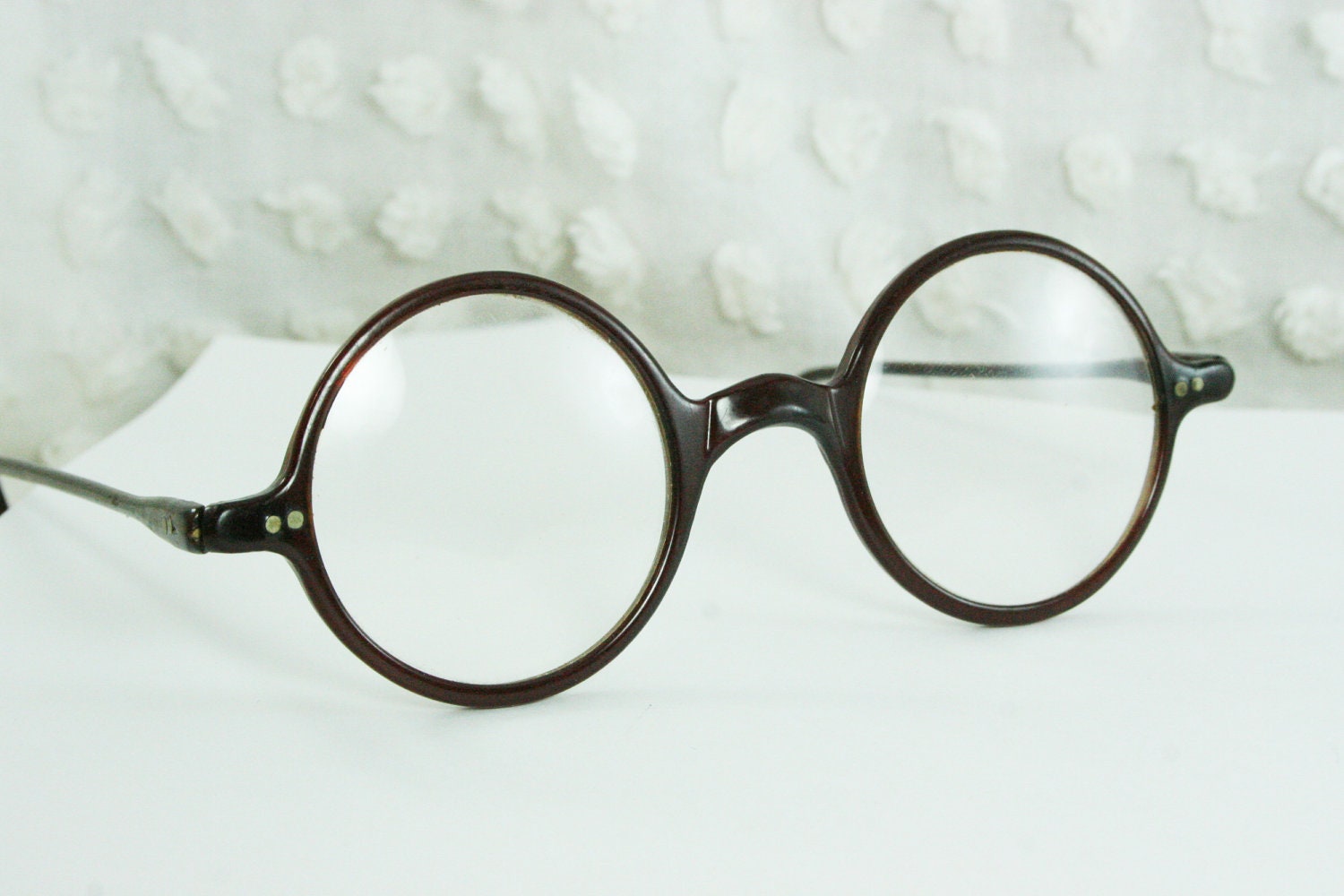 30s Glasses 1930's Round Eyeglass Dark Brown Circle by DIAeyewear