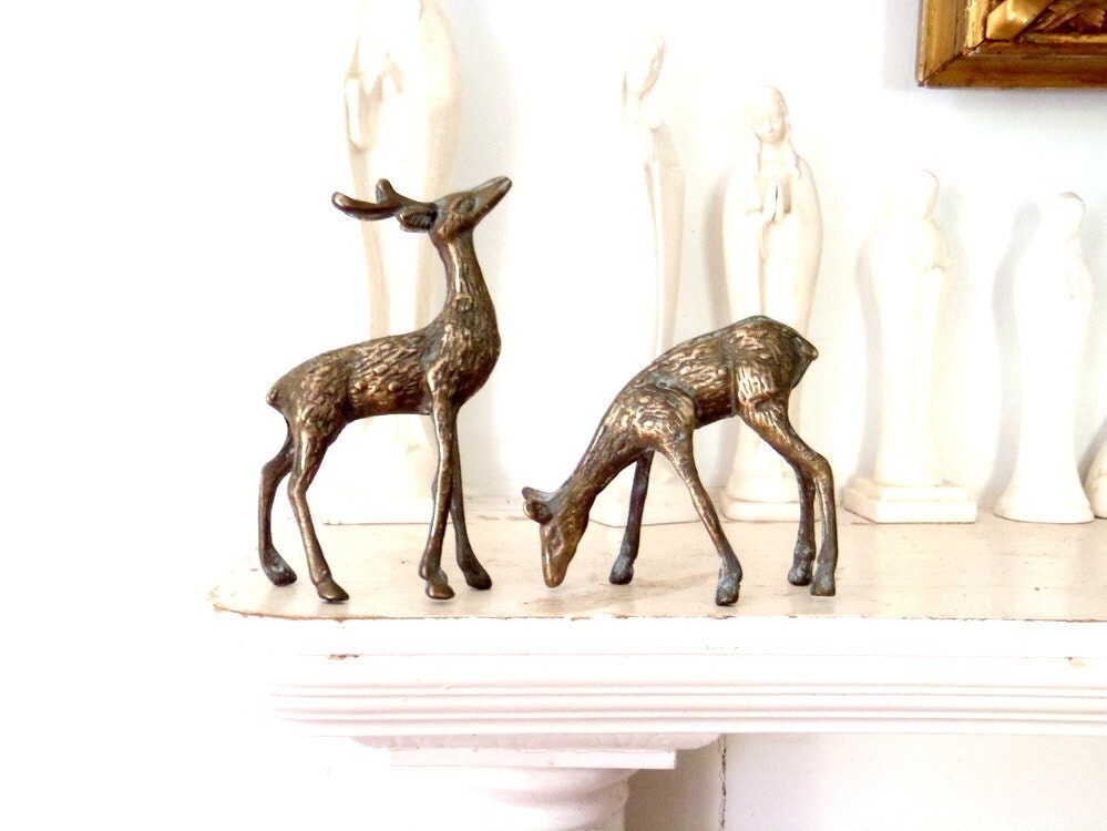 Metal Deer Vintage Metal Deer Sculpture Set