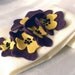 Knit Headband Ear Warmer Ivory with Purple Pansies