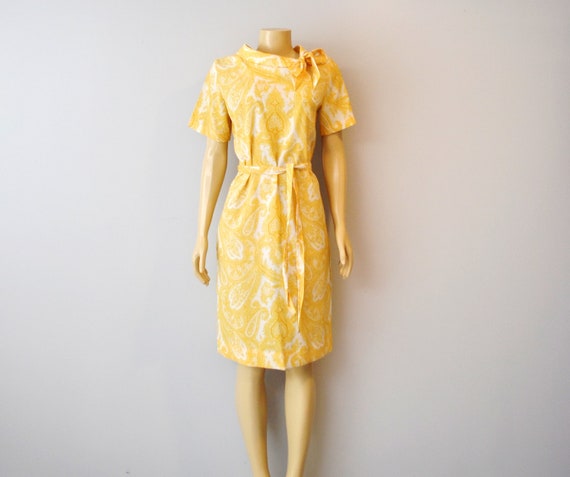 60s/70s paisley yellow dress