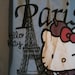 s.a.l.e-HELLO KITTY CAMISOLE, i love Paris, size s-m, black ribbons, pijama, leisurewear