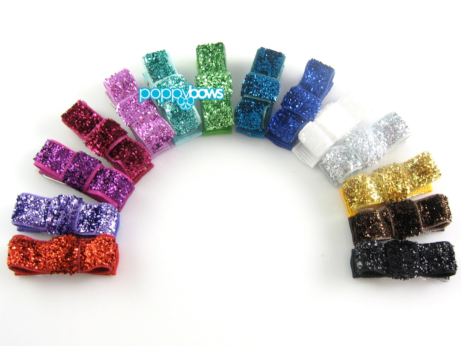 Glitter Hair Clips Mini Snap Clips Barrettes Full Rainbow