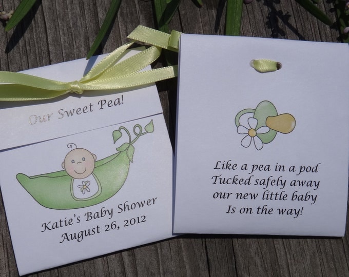 Personalized Pea in the Pod Sweet Pea Baby Shower Sprinkle Tea Party Favors Tetley Tea African American or Caucasian