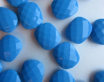 Blue Faceted Rectangle Acrylic Beads 20mm 20 Beads