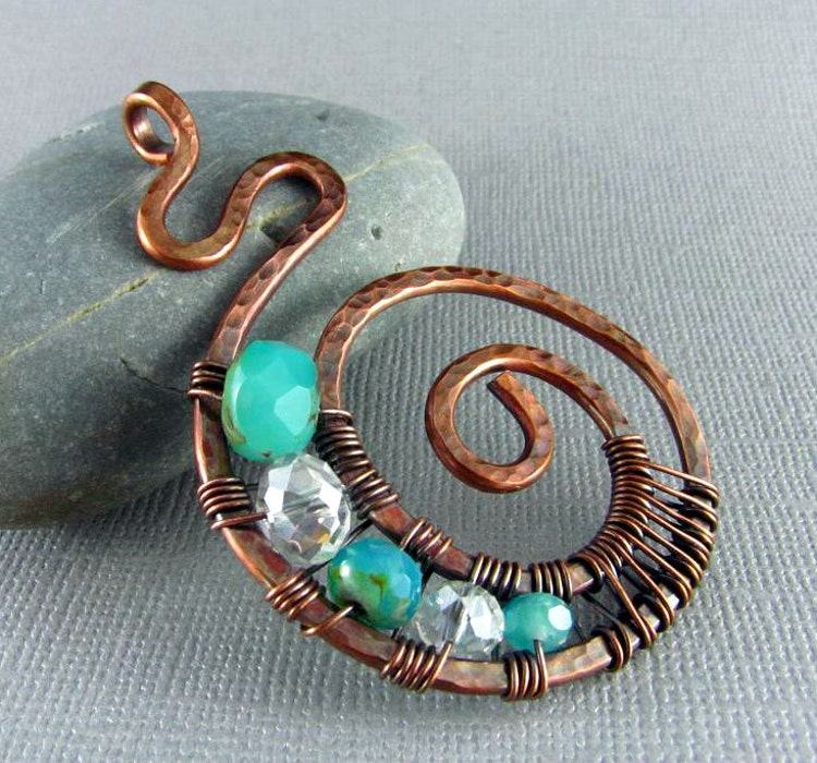 Wire Wrapped Pendant Handmade Art Jewelry Wire by PolymerPlayin