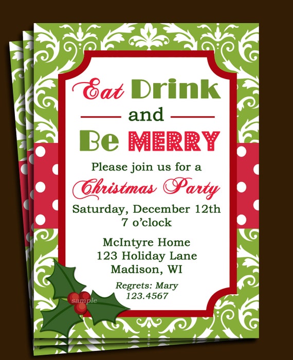 Christmas Party Invitation Printable or Printed with FREE Etsy