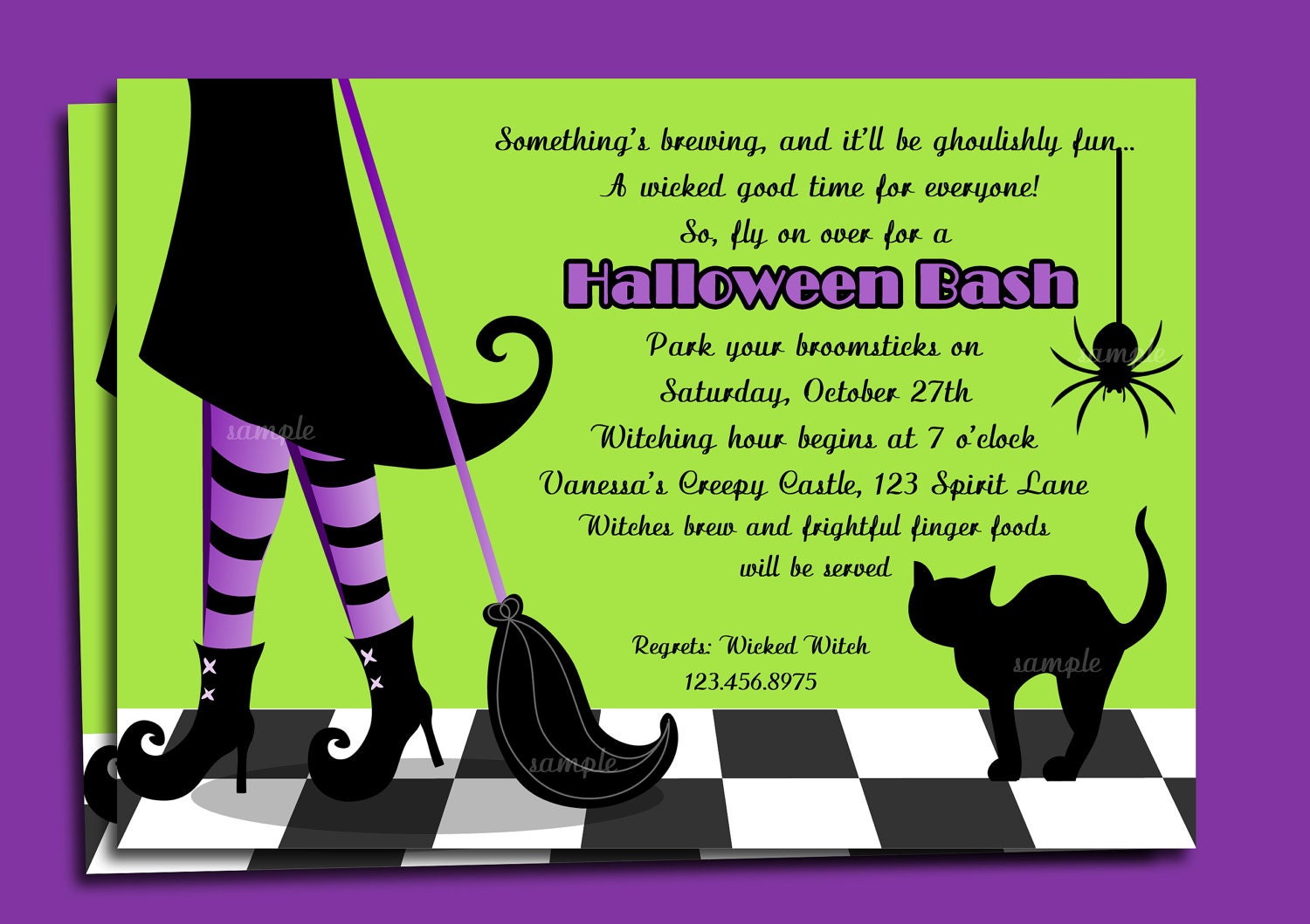 Halloween Invitation Printable Or Printed With FREE SHIPPING