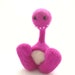 Hot Pink Felt Pheeple Figure - Pink and White Needle Felted Character