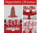 INSTANT DOWNLOAD Sale Sale diy Peppermint Christmas Party PRINTABLE Deluxe Package Red white Holiday snowflakes Il_170x135