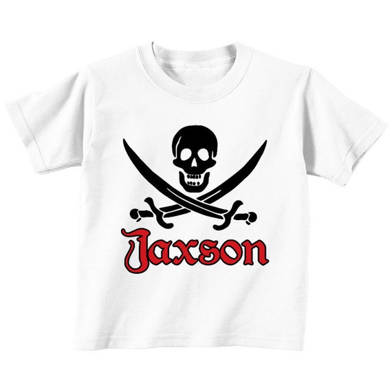 DIY Pirate Printable Iron On Transfer birthday shirt t- shirt bag onesie pirate black red white scull Il_570xn