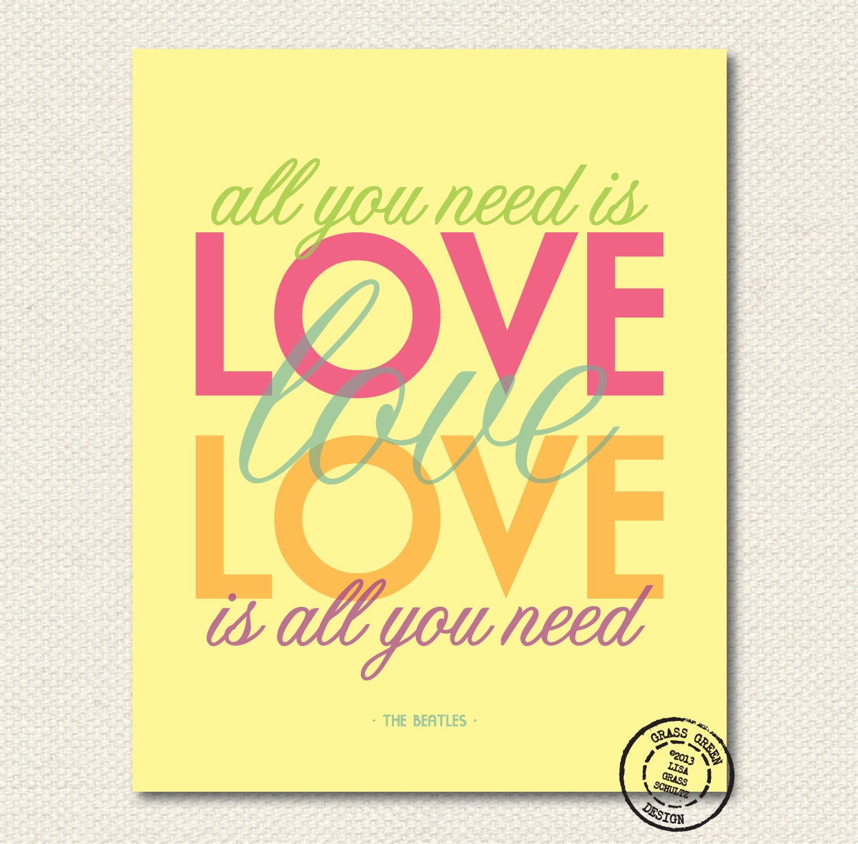 The Beatles All You Need Is Love 8x10 Art Print