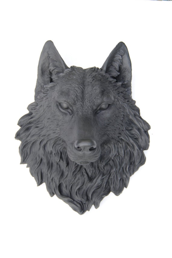 Black Wolf Head Wall Mount Faux Taxidermy W17