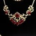 Gorgeous 1950's Hollywood Mid Century Red Crystal Rhinestone Gold Chevron Necklace