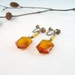 Czech Art Deco Earrings Burnt Orange Glass Dangle Screw Back 1920s Signed Jewelry