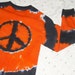 SALE - Tie dye shirt, Small Adult, Peace in black and orange- Ready to ship